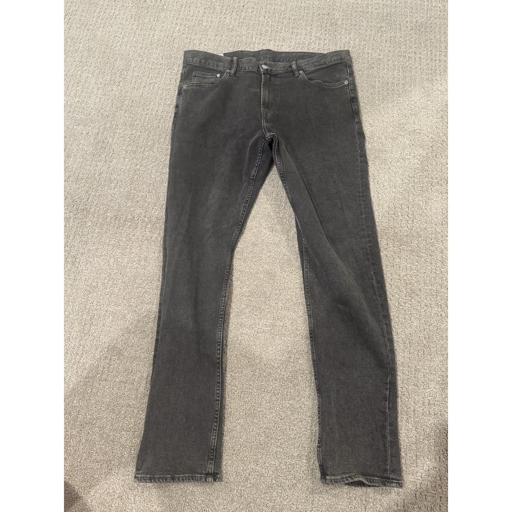 H & M & Denim Jeans Mens 34x32 Slim Dark Wash Cotton Stretch Pockets Zip Fly